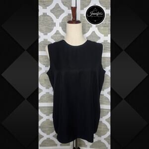 3/$30 Talbots Black Rayon Polyester Crew Neck Sleeveless Blouse Size 10